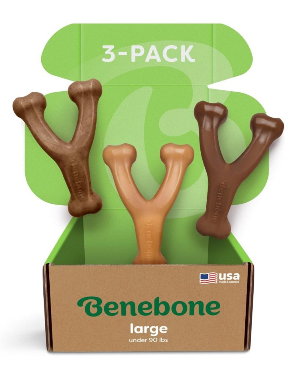 Durable 3-Pack Wishbone Dog Chew Toys for Aggressive Chewers - Large Size